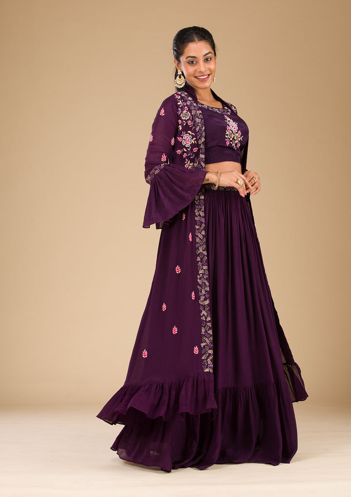 Wine Cutdana Georgette Readymade Salwar Suit