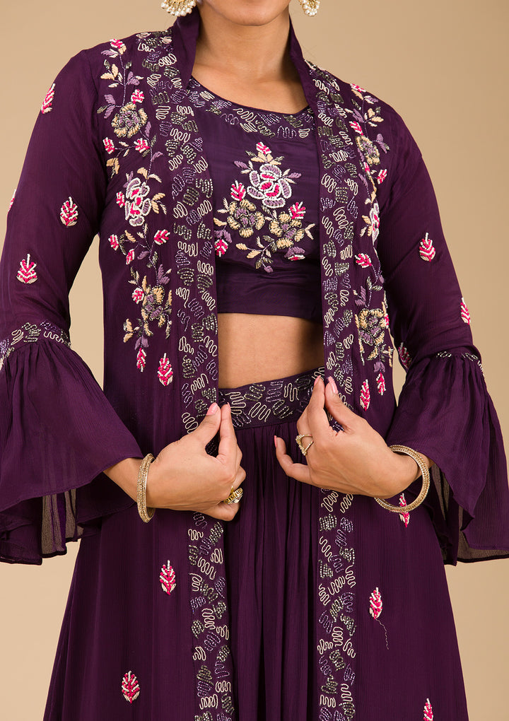 Wine Cutdana Georgette Readymade Salwar Suit