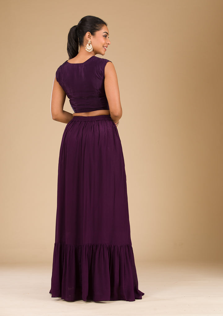 Wine Cutdana Georgette Readymade Salwar Suit