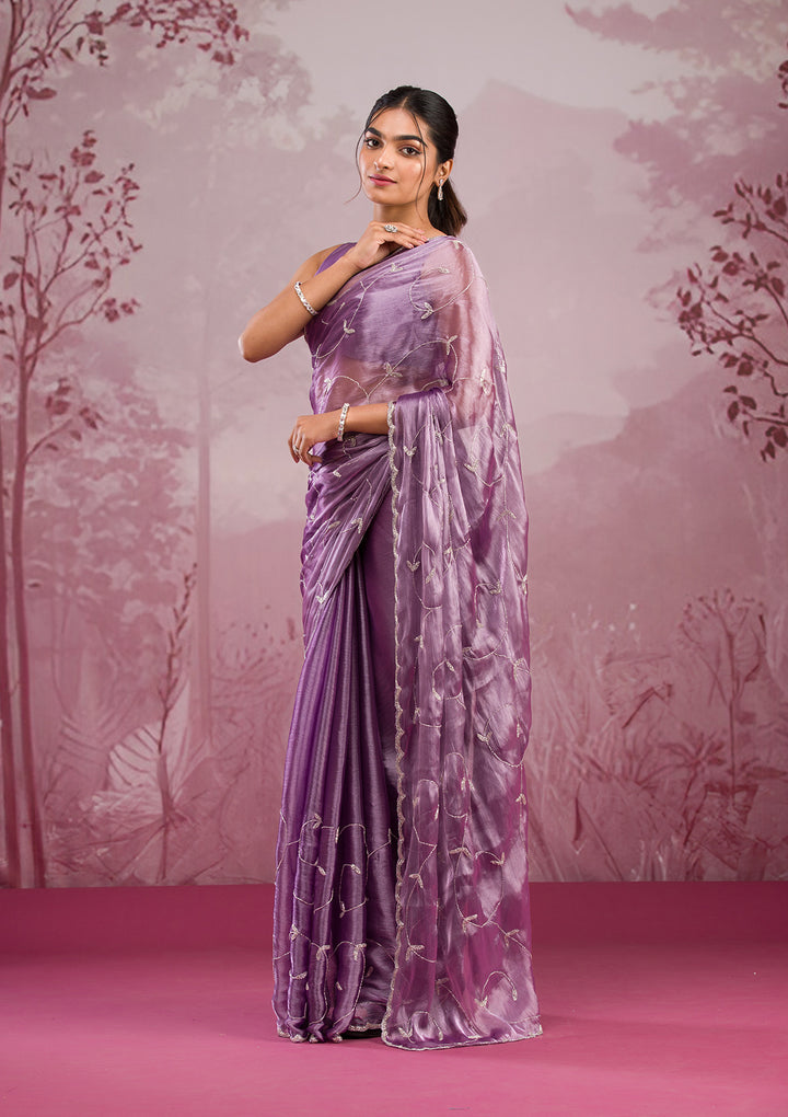 Lavender Cutdana Tissue Saree