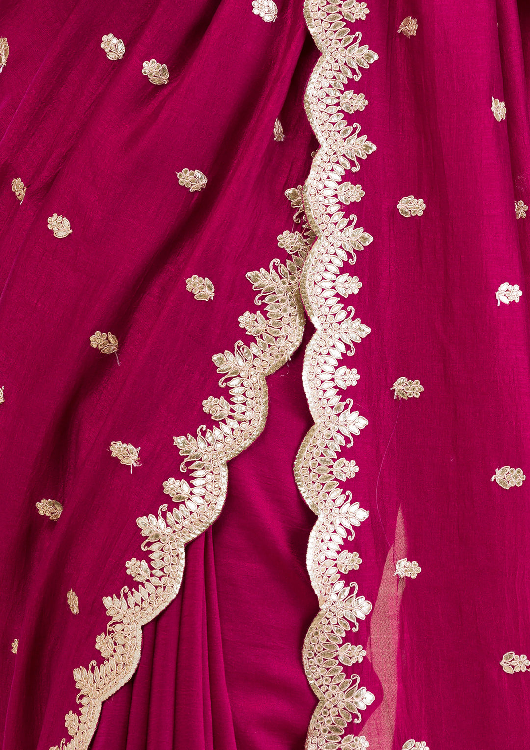 Wine Gotapatti Raw Silk Saree