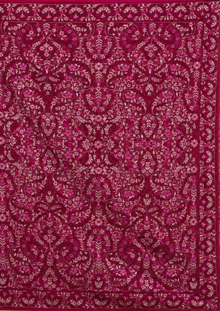 Wine Kashmiri Georgette Saree