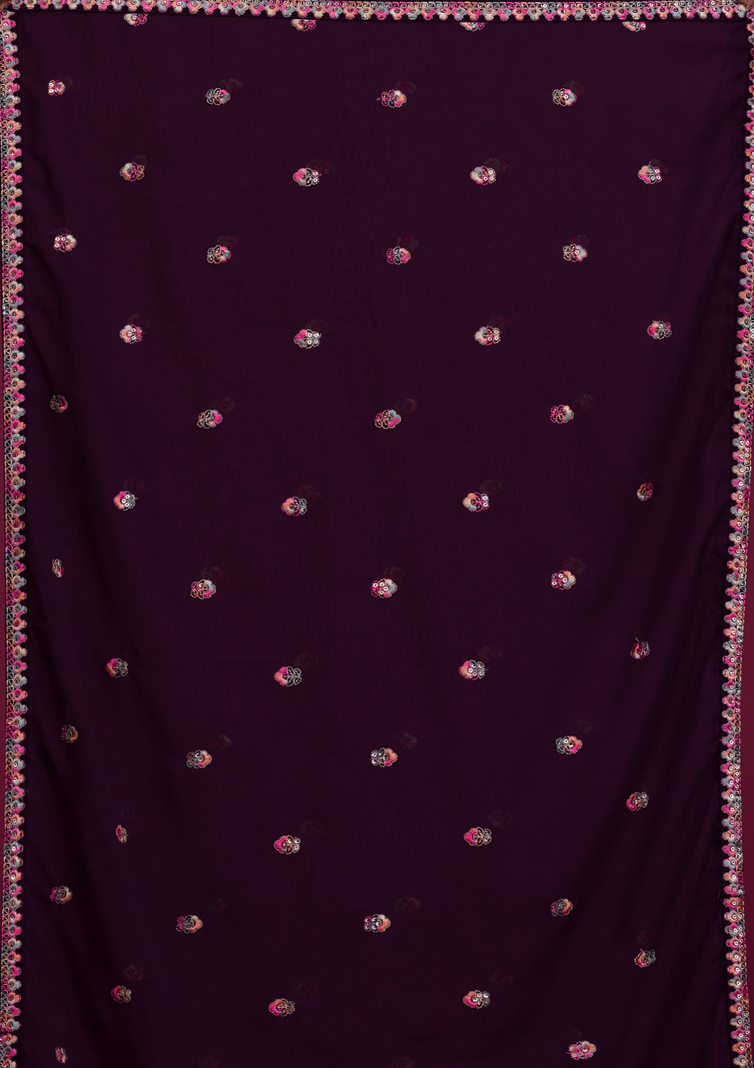 Wine Kashmiri Threadwork Georgette Readymade Sharara Suit