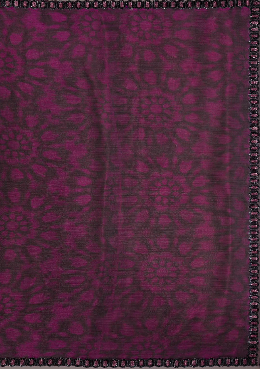Wine Printed Organza Saree