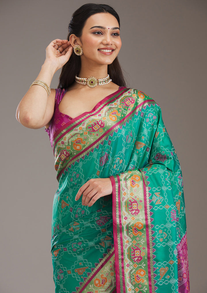 Wine Printed Silk Saree