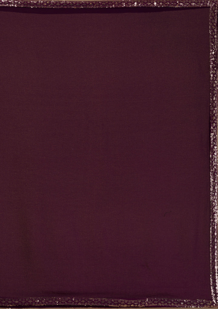 Wine Sequins Georgette Readymade Salwar Suit