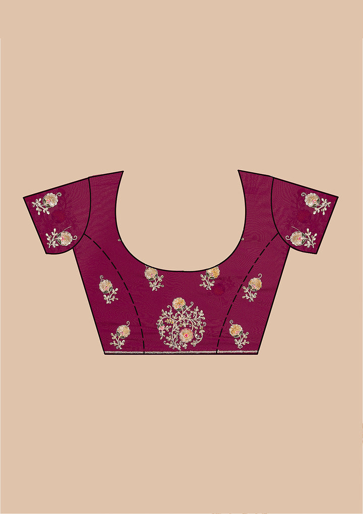 Wine Sequins Georgette Saree