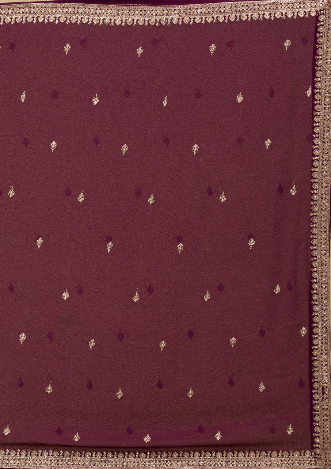 Wine Silver Zariwork Georgette Readymade Salwar Suit