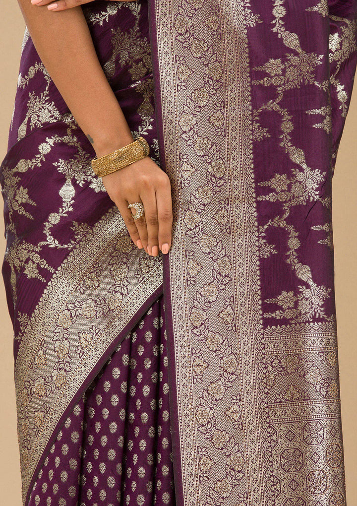 Wine Stonework Art Silk Saree