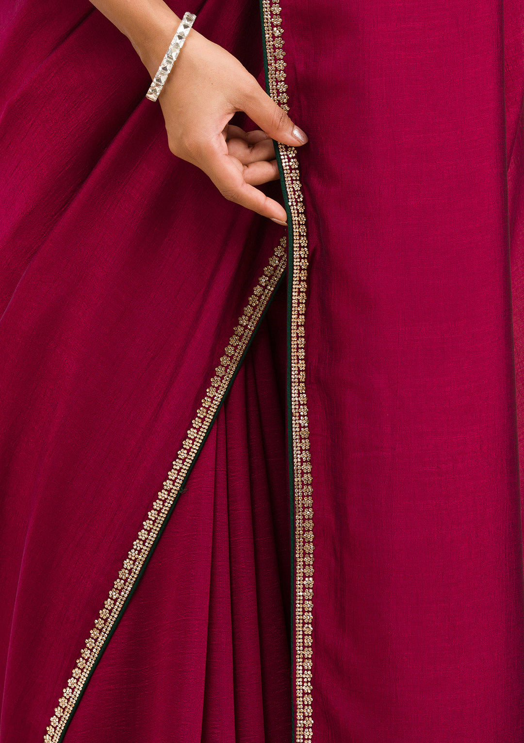 Wine Stonework Art Silk Saree