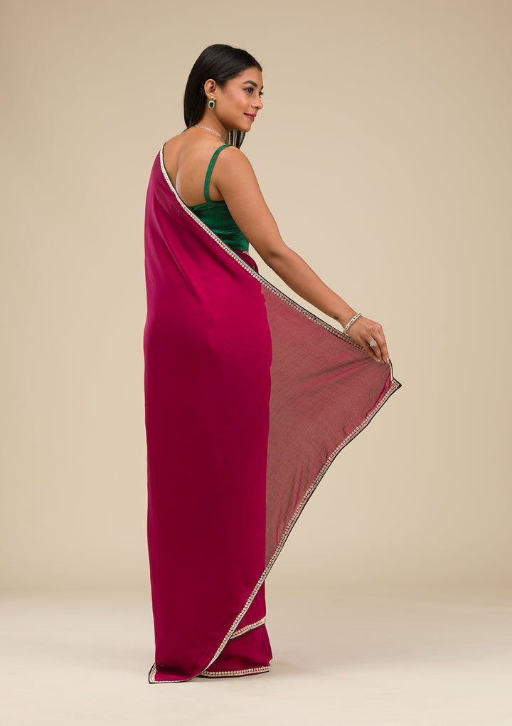 Wine Stonework Art Silk Saree