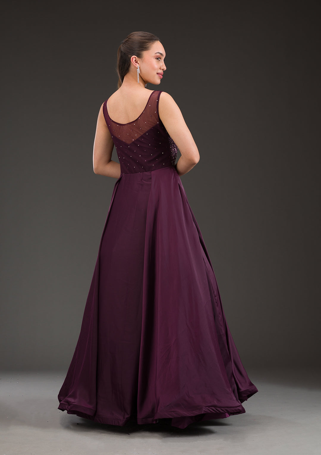Wine Stonework Net Gown