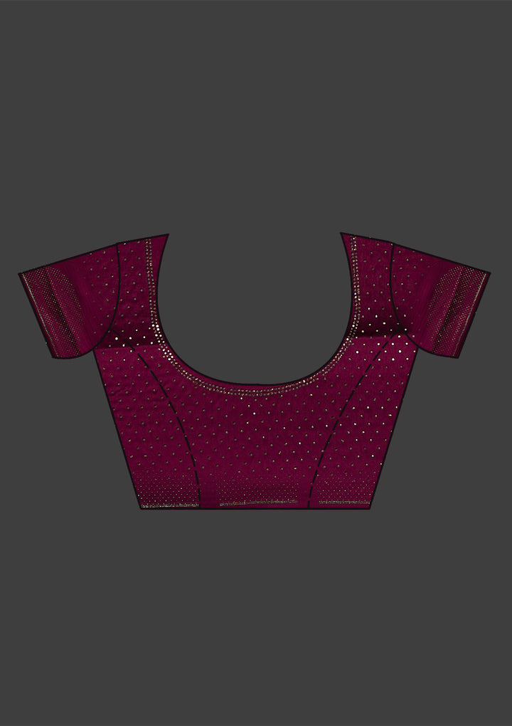 Wine Swarovski Crepe Saree