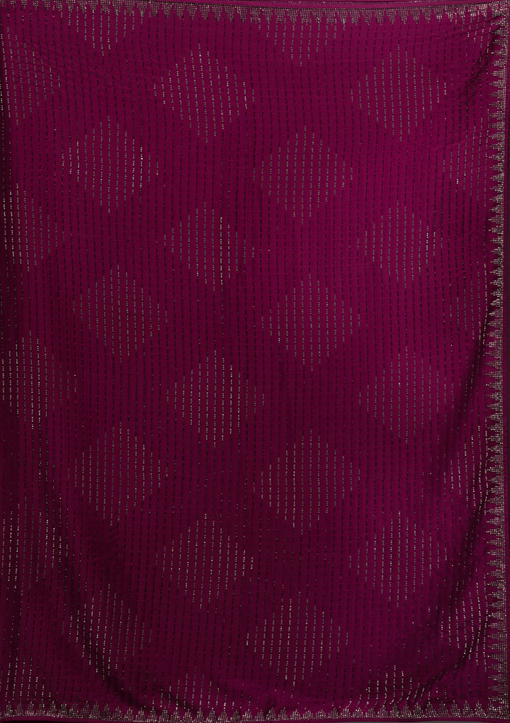 Wine Swarovski Crepe Saree