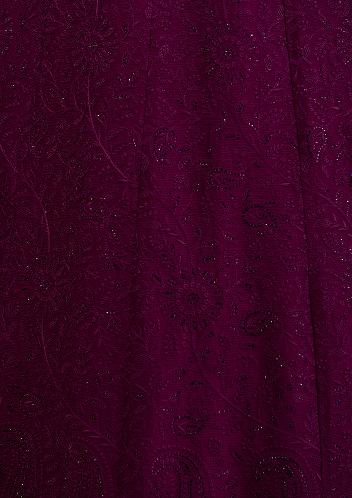Wine Swarovski Georgette Gown