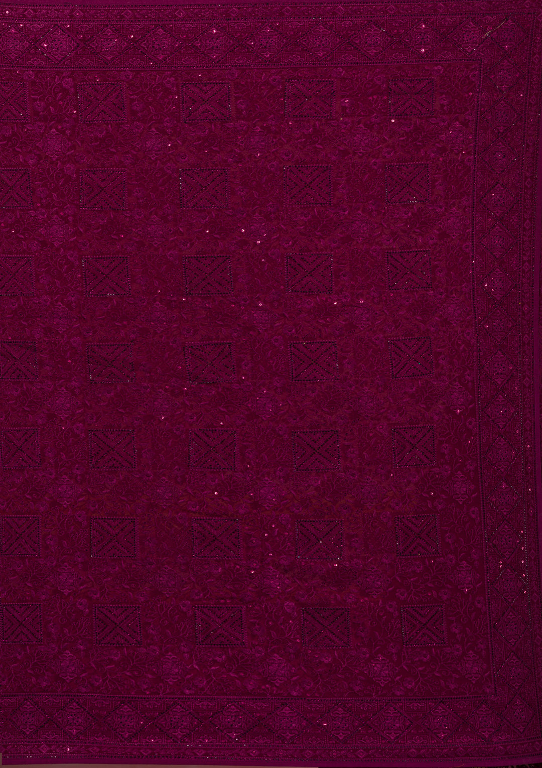 Wine Swarovski Georgette Designer Saree