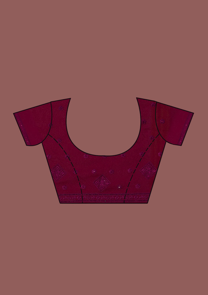 Wine Swarovski Georgette Designer Saree