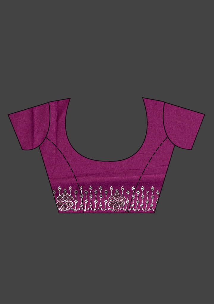 Wine Swarovski Satin Saree
