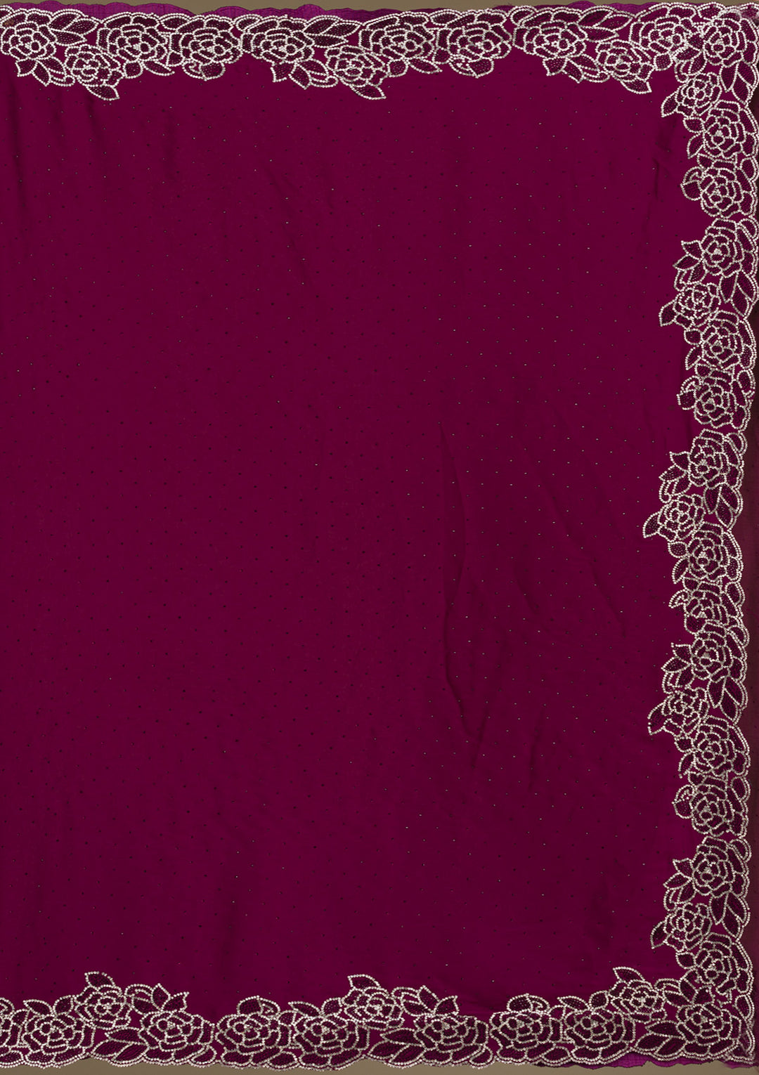 Wine Swarovski Satin Saree