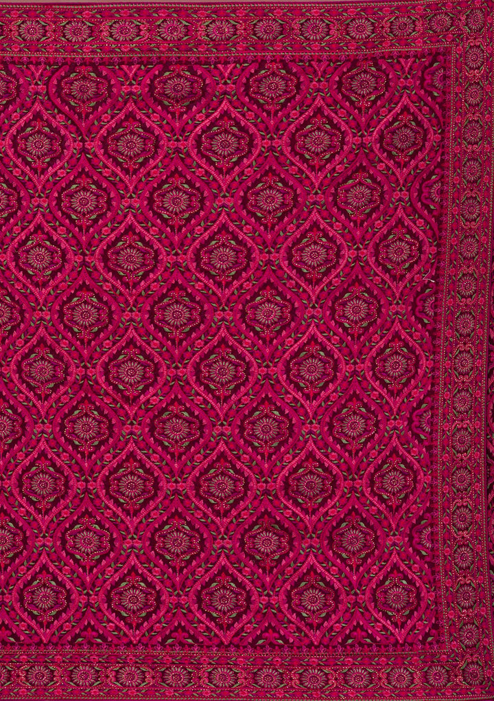 Wine Threadwork Georgette Saree