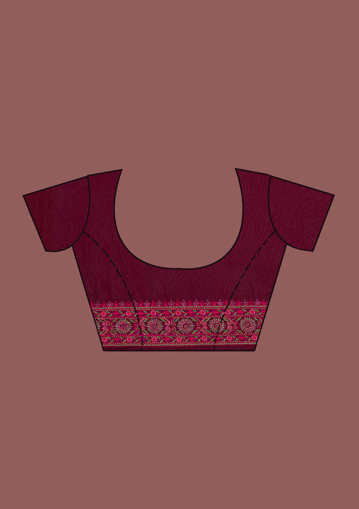Wine Threadwork Georgette Saree