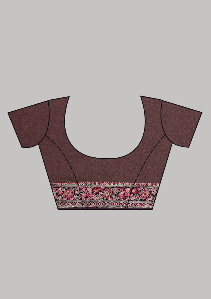 Wine Threadwork Georgette Saree