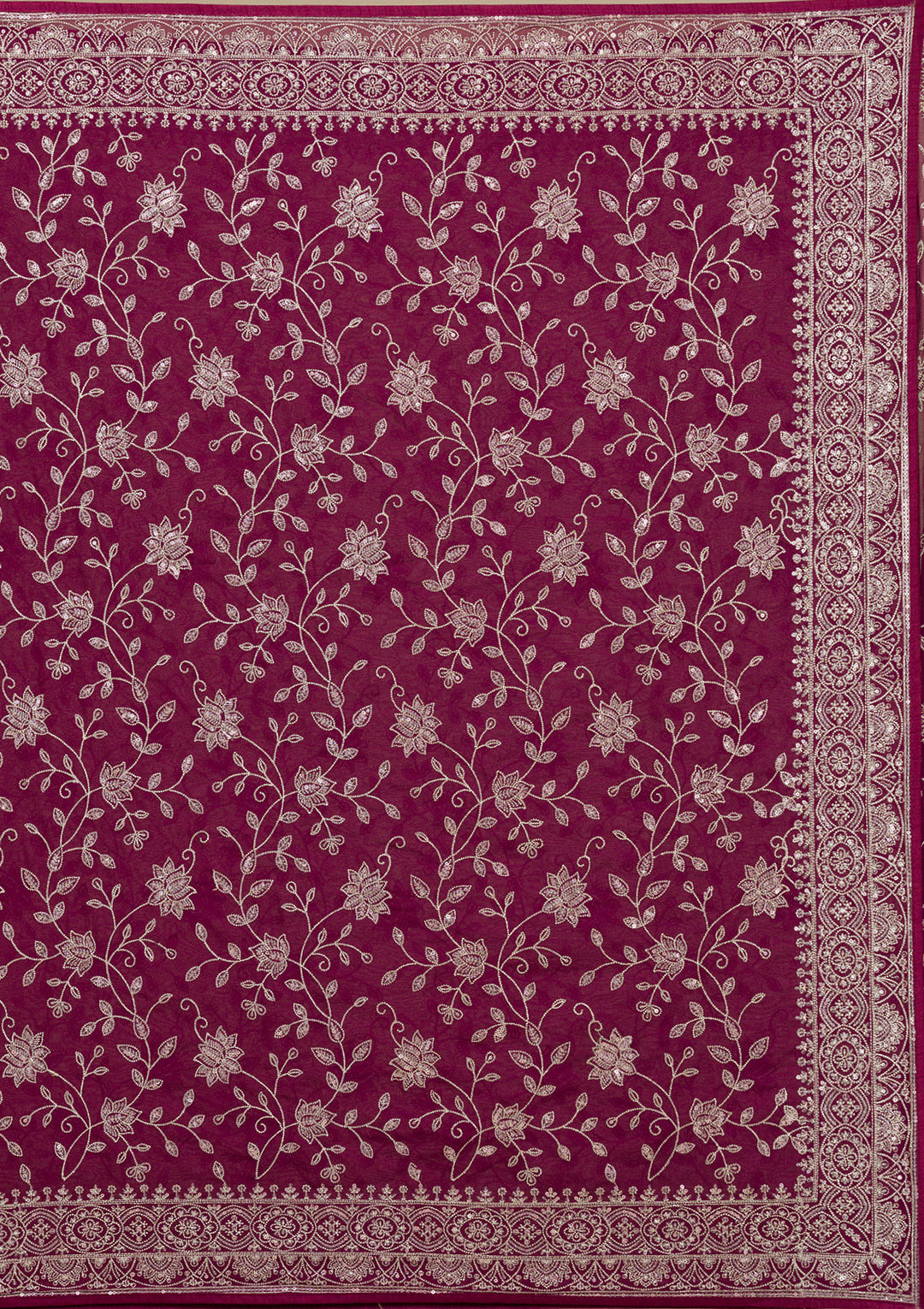 Wine Threadwork Georgette Saree