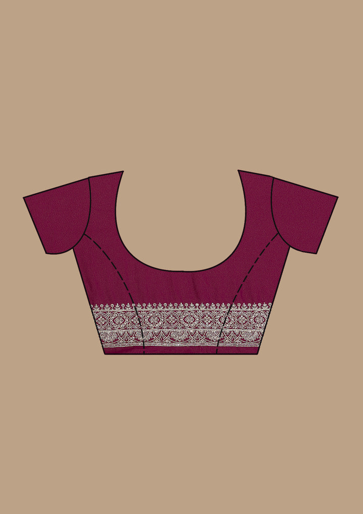 Wine Threadwork Georgette Saree