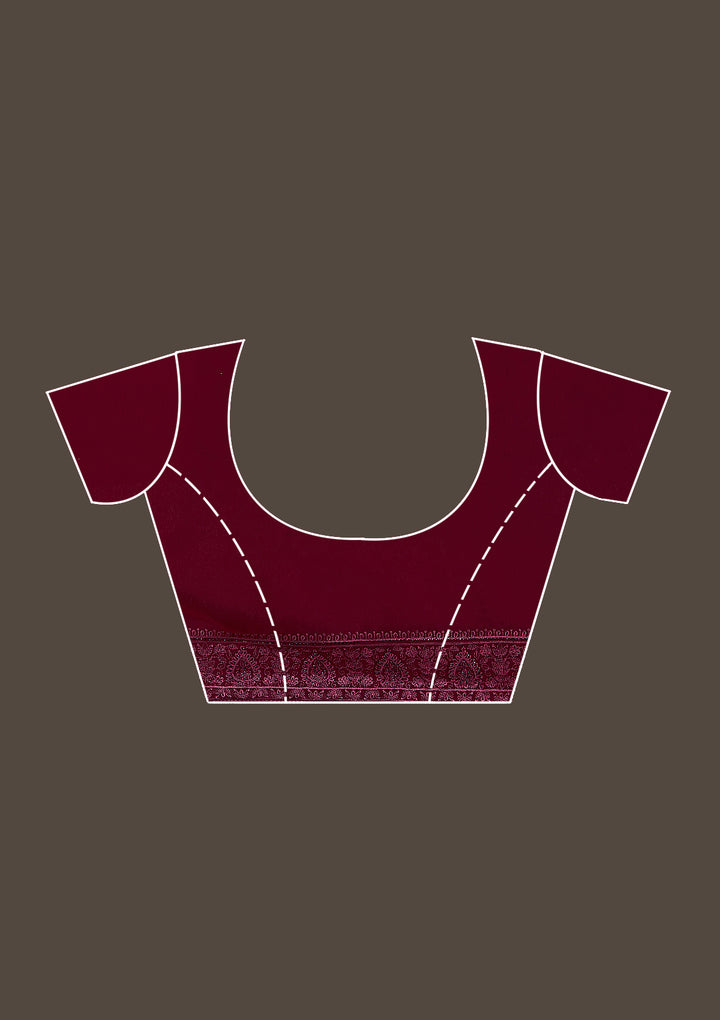 Wine Threadwork Georgette Saree