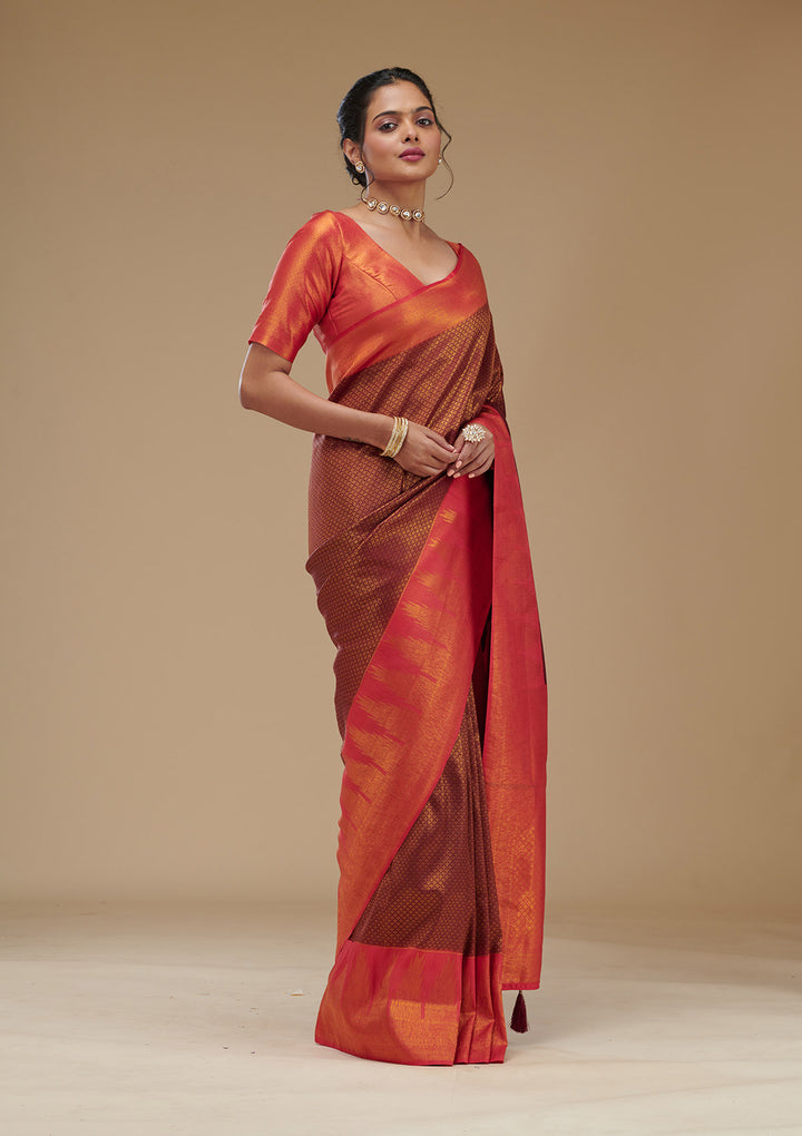 Wine Zariwork Art Silk Saree