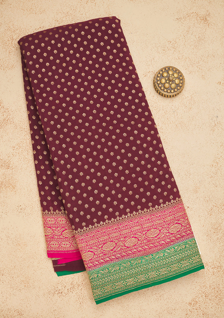 Wine Zariwork Art Silk Saree