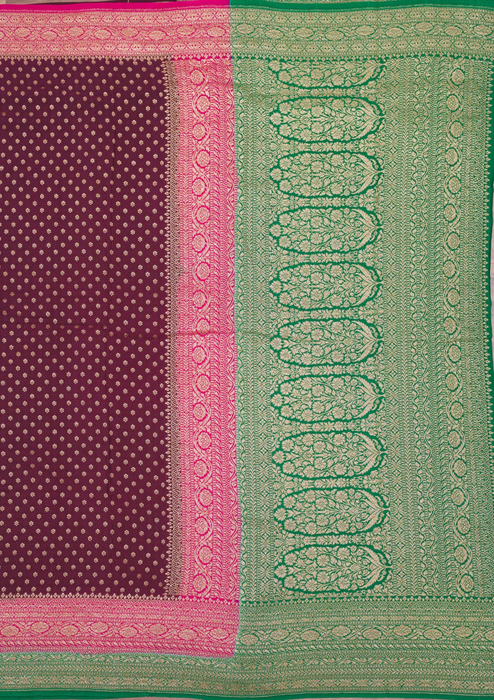 Wine Zariwork Art Silk Saree