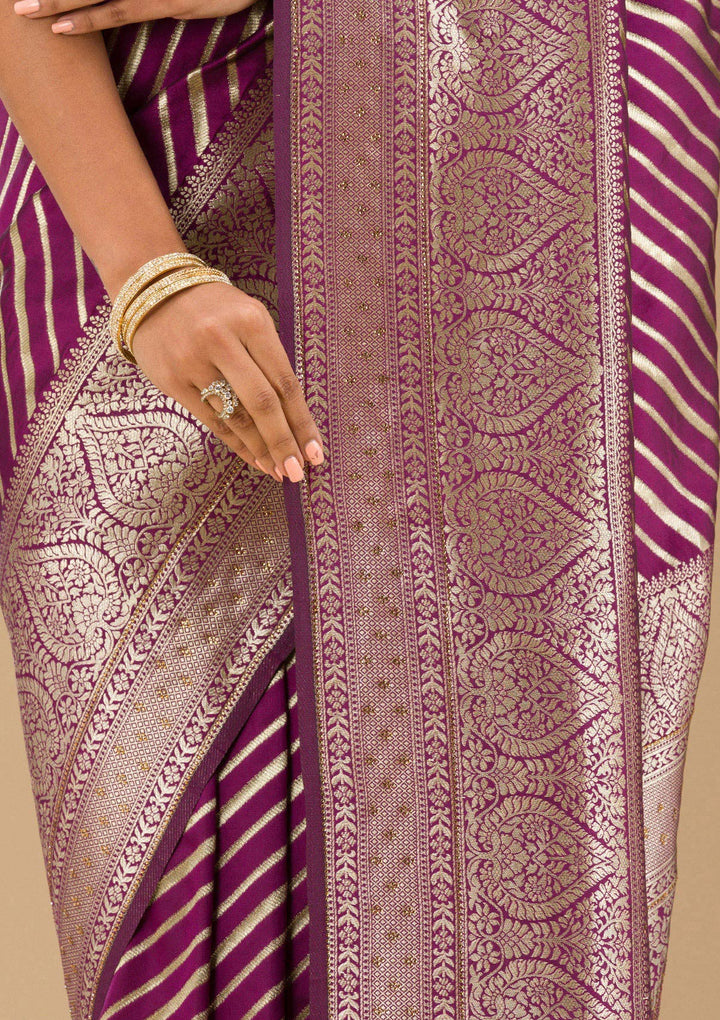 Wine Zariwork Banarasi Saree