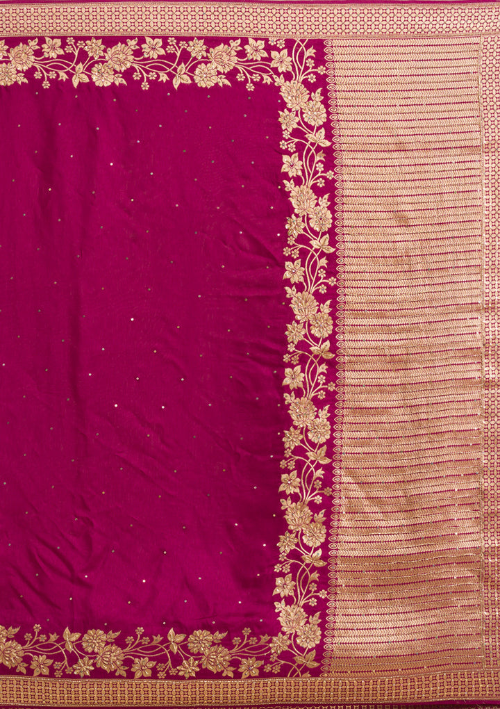 Wine Zariwork Banarasi Silk Saree