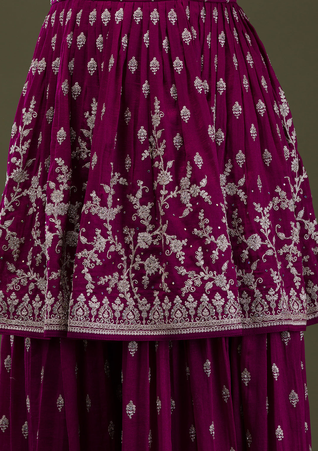 Wine Zariwork Georgette Readymade Salwar Suit