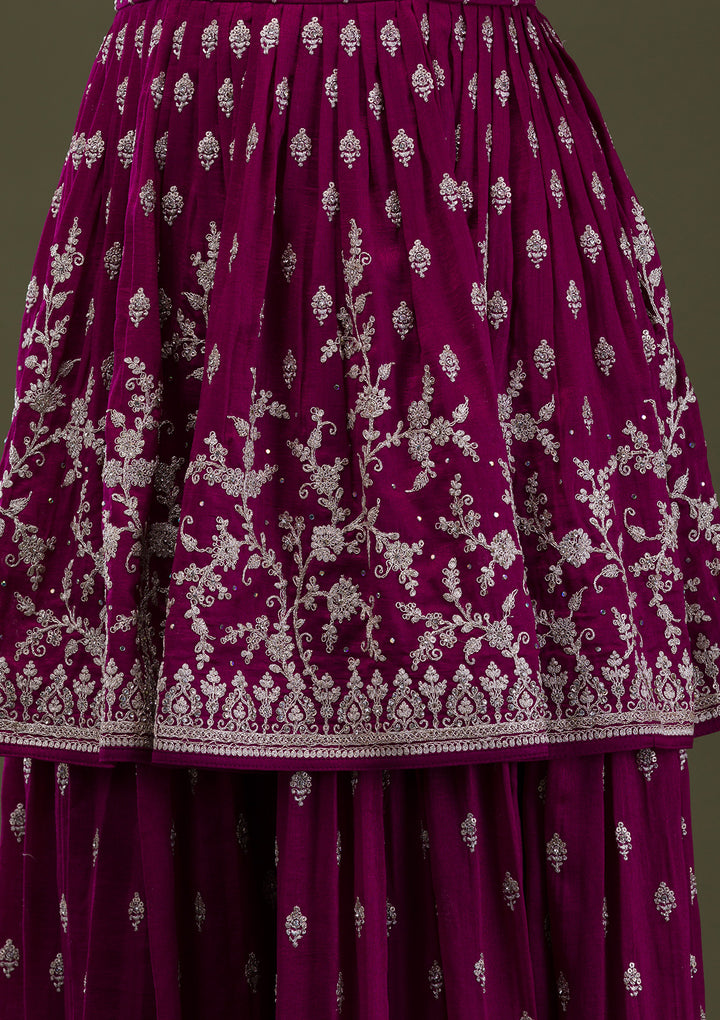 Wine Zariwork Georgette Readymade Salwar Suit