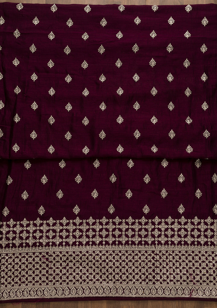 Wine Zariwork Georgette Unstitched Salwar Suit
