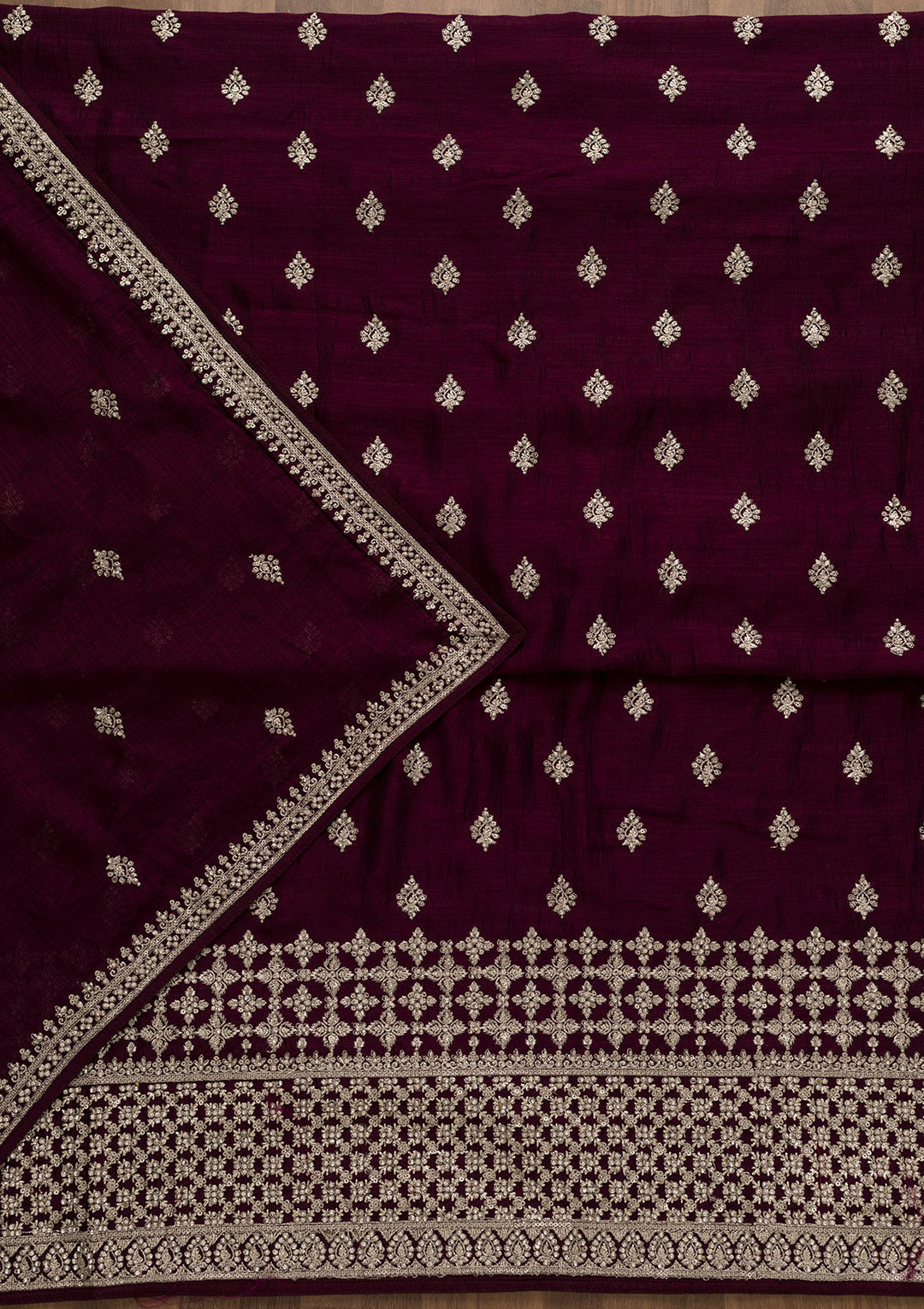 Wine Zariwork Georgette Unstitched Salwar Suit