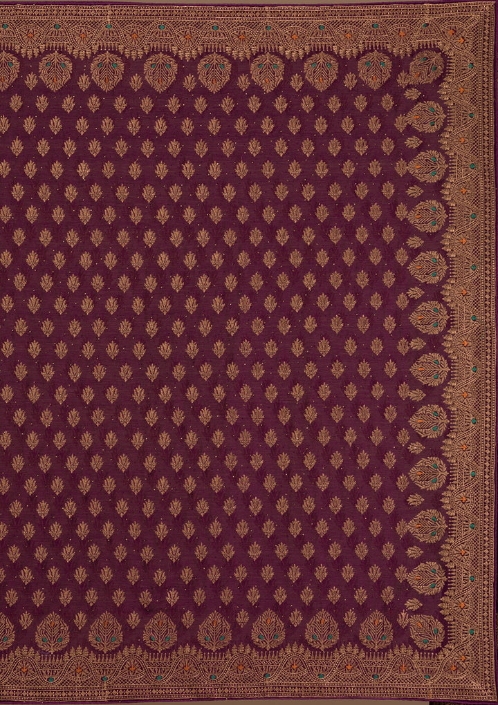Wine Zariwork Georgette Saree