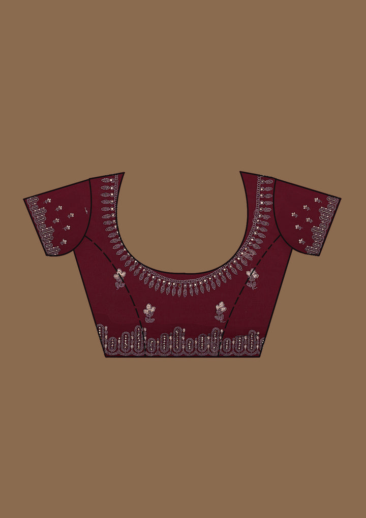 Wine Zariwork Georgette Saree-Koskii