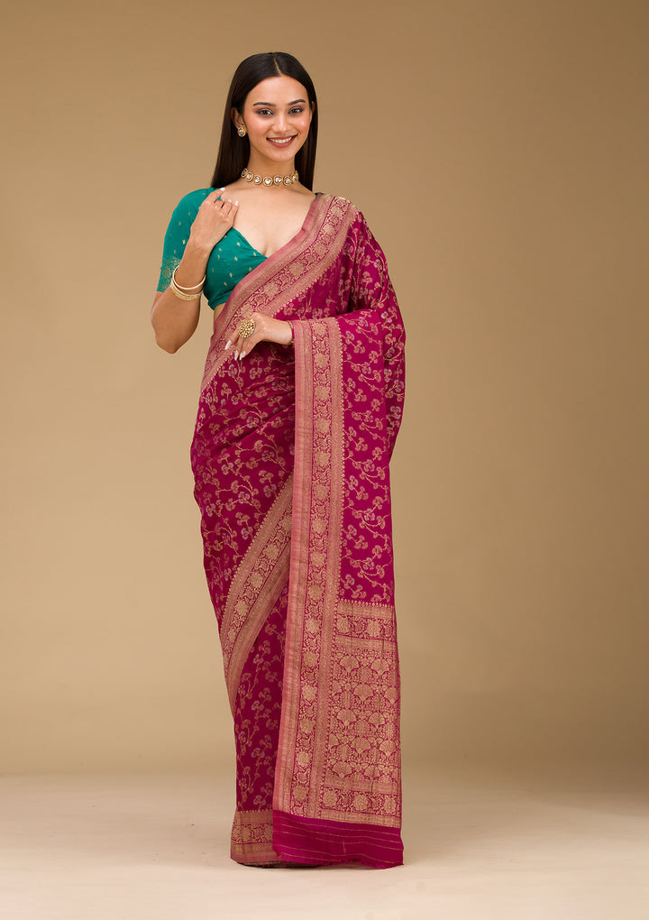 Wine Zariwork Georgette Saree