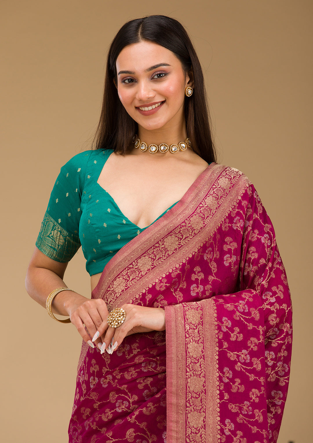 Wine Zariwork Georgette Saree