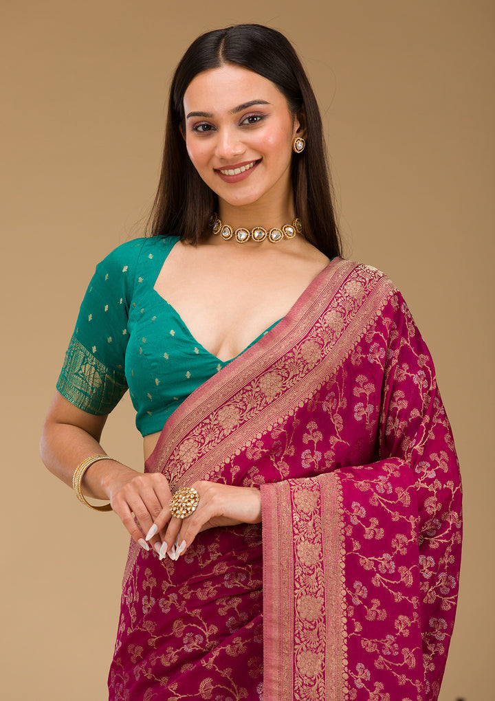 Wine Zariwork Georgette Saree