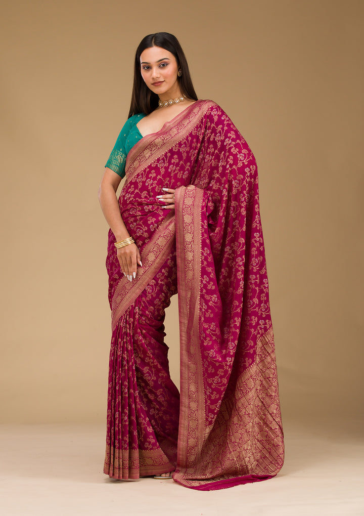 Wine Zariwork Georgette Saree