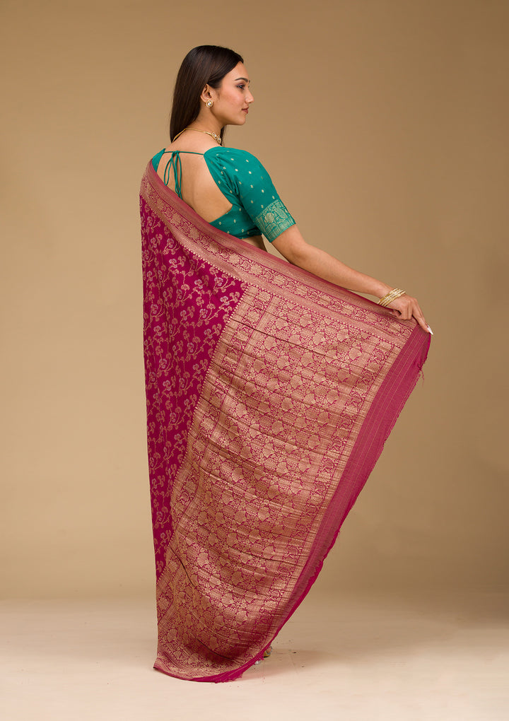 Wine Zariwork Georgette Saree