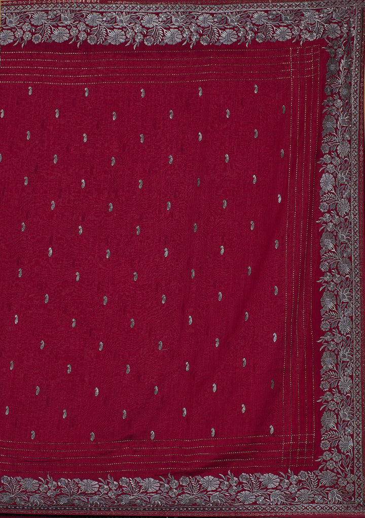 Wine Zariwork Georgette Saree