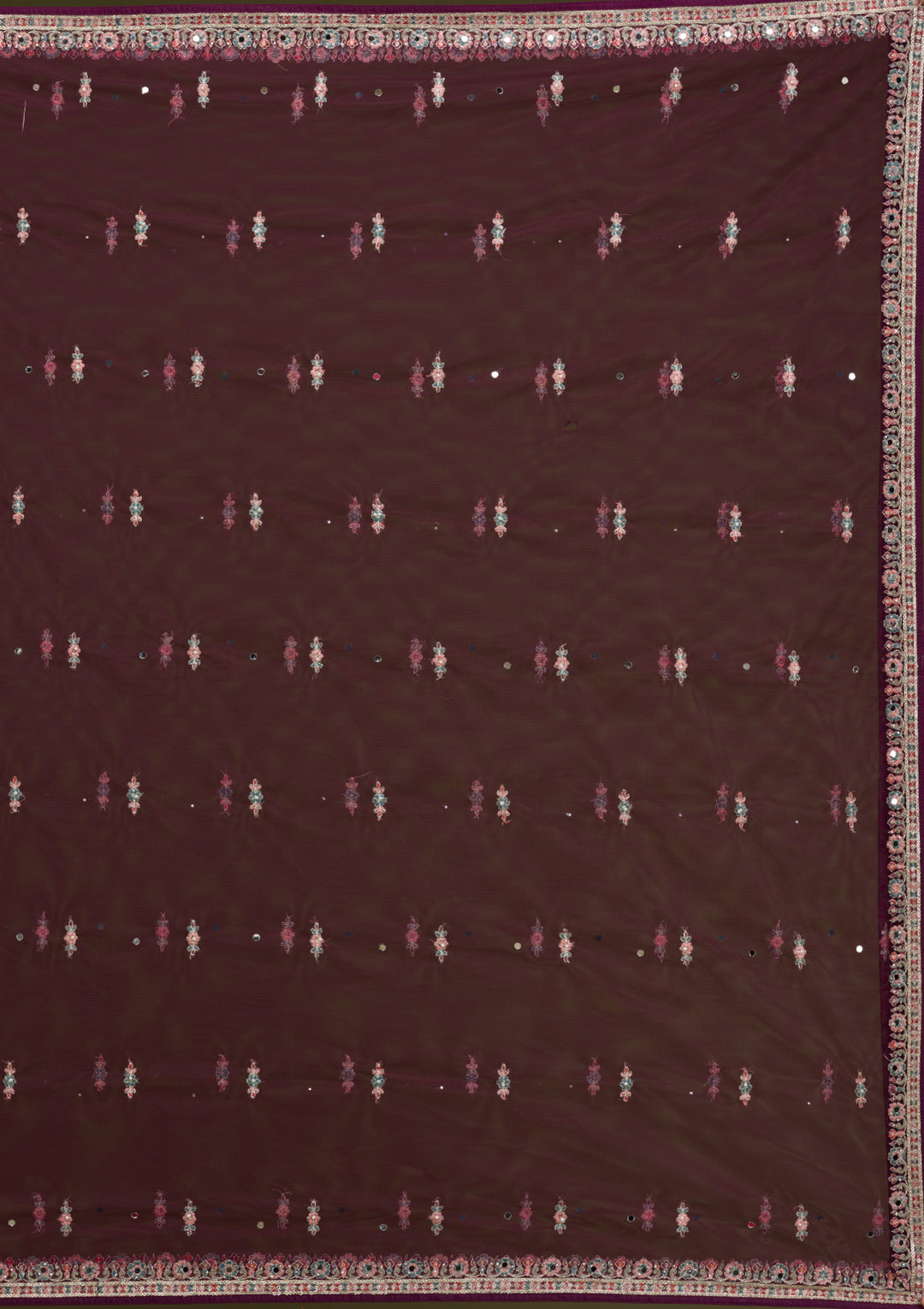 Wine Zariwork Net Readymade Lehenga