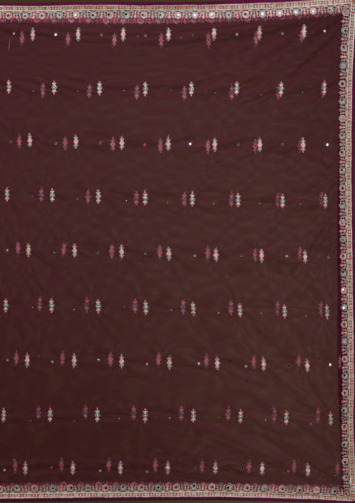 Wine Zariwork Net Readymade Lehenga