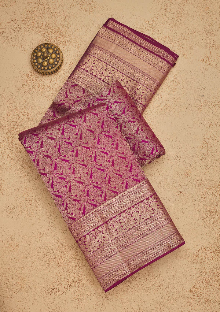 Wine Zariwork Pure Silk Saree