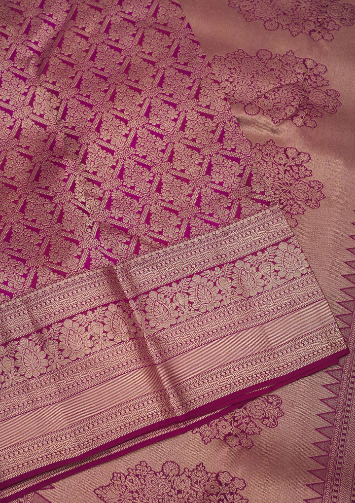 Wine Zariwork Pure Silk Saree
